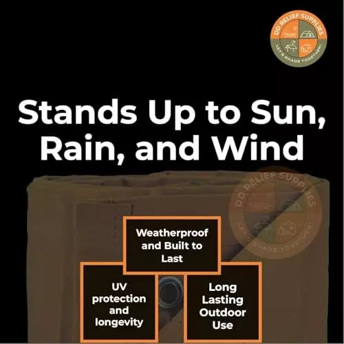 DDRS Heavy Duty Canvas Tarp (Tripal) ‎Brown 550 GSM 2.44 x 3.05 m (‎8x10 ft), DDRS-BRWN-Tarp (Tripal)-8*10FT