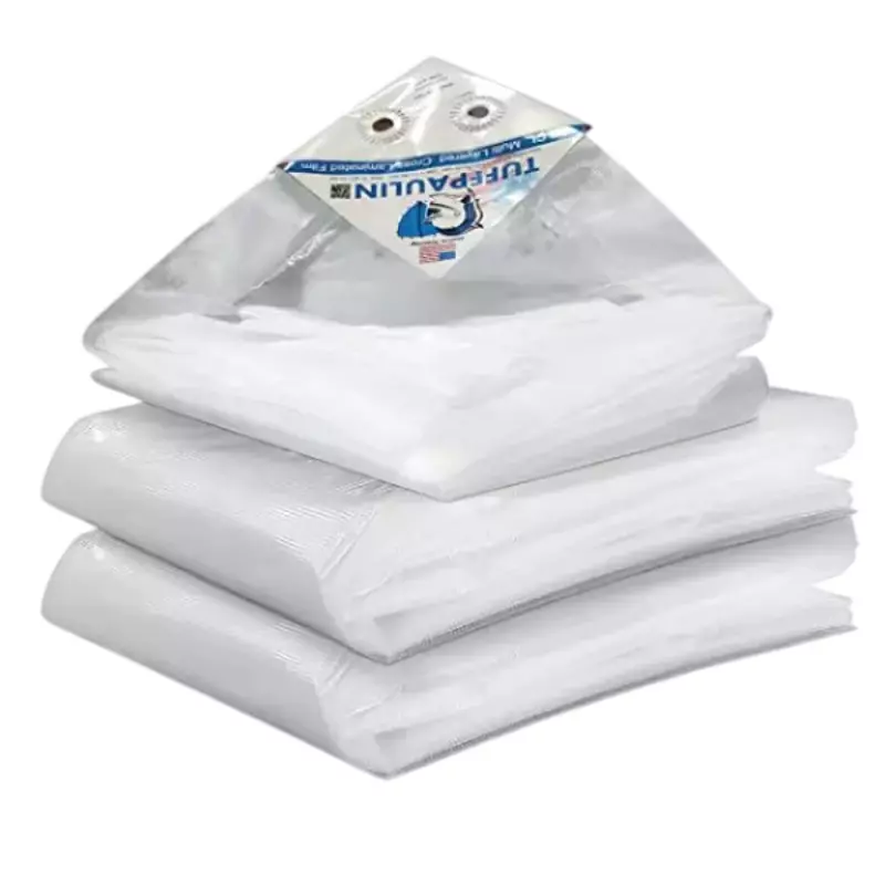 Tuffpaulin 36 x 21 ft (10.98 x 6.41 m) Tarpaulin (Tirpal) 200 GSM Milky White Color MLCL Plastic for Outdoor Protection from Rain, Wind & Sunlight