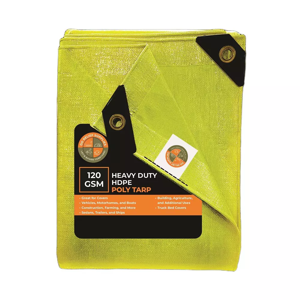 DDRS Heavy Duty HDPE Tarpaulin (Tripal) ‎Yellow 120 GSM 1.83 x 2.44 m (6x8 ft), UY-WLXF-JEAT_DDRS_NEW