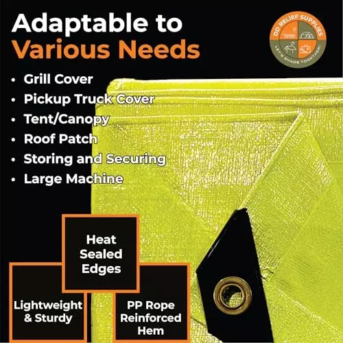 DDRS Heavy Duty HDPE Tarpaulin (Tripal) ‎Yellow 120 GSM 1.83 x 2.44 m (6x8 ft), UY-WLXF-JEAT_DDRS_NEW