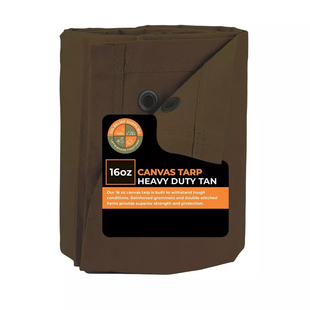 DDRS Heavy Duty Canvas Tarp (Tripal) ‎Brown 680.38 GSM 3.05 x 3.66 m (‎10x12 ft), DDRS-BRWN-Tarp (Tripal)-10*12FT