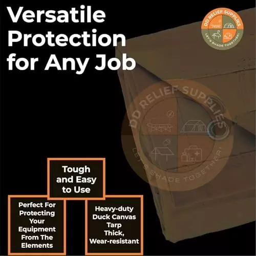 DDRS Heavy Duty Canvas Tarp (Tripal) ‎Brown 680.38 GSM 3.05 x 3.66 m (‎10x12 ft), DDRS-BRWN-Tarp (Tripal)-10*12FT