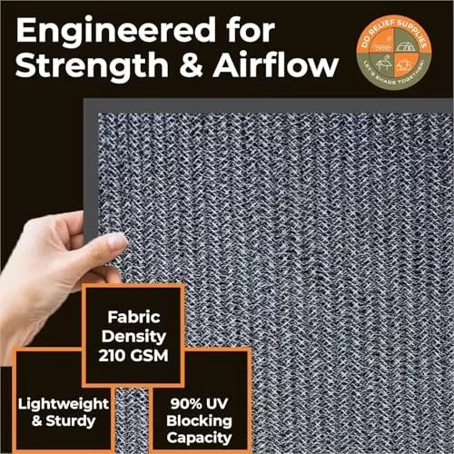 DDRS Heavy Duty Shade Net Tarp (Tripal) ‎Black 90% UV Protection 210 GSM & Size 1.83 x 1.83 m (‎6x6 ft), DDRSMT6X6_90