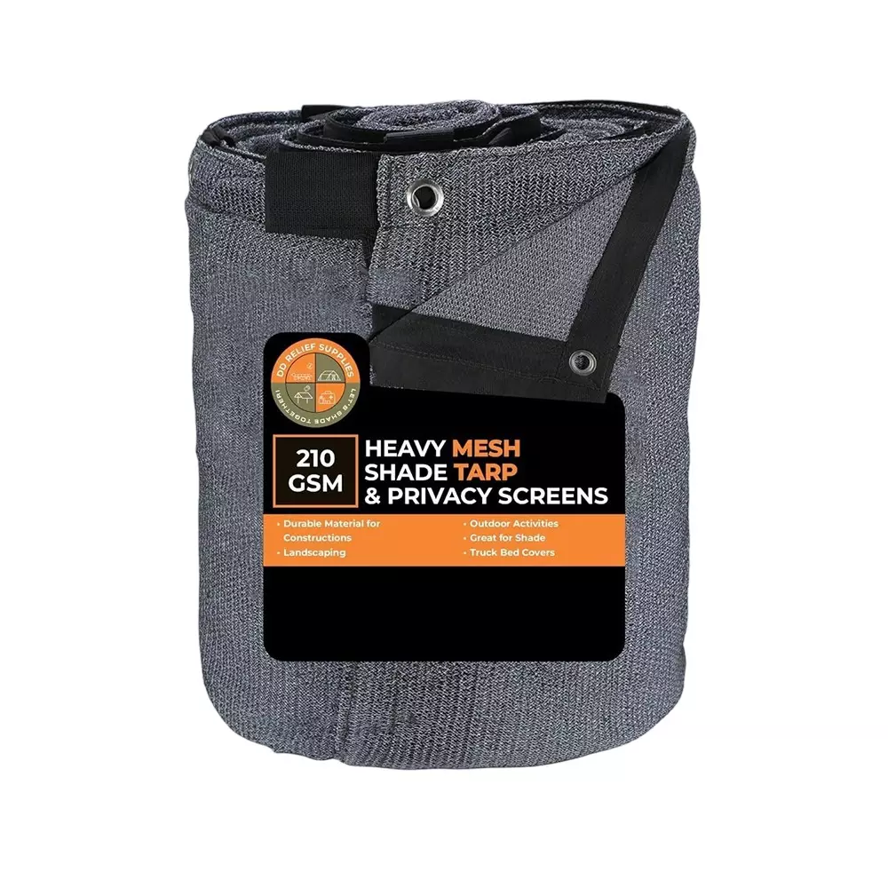 DDRS Heavy Duty Shade Net Tarp (Tripal) ‎Black 90% UV Protection 210 GSM & Size 6.10 x 6.10 m (‎20x20 ft), DDRSMT20X20_90