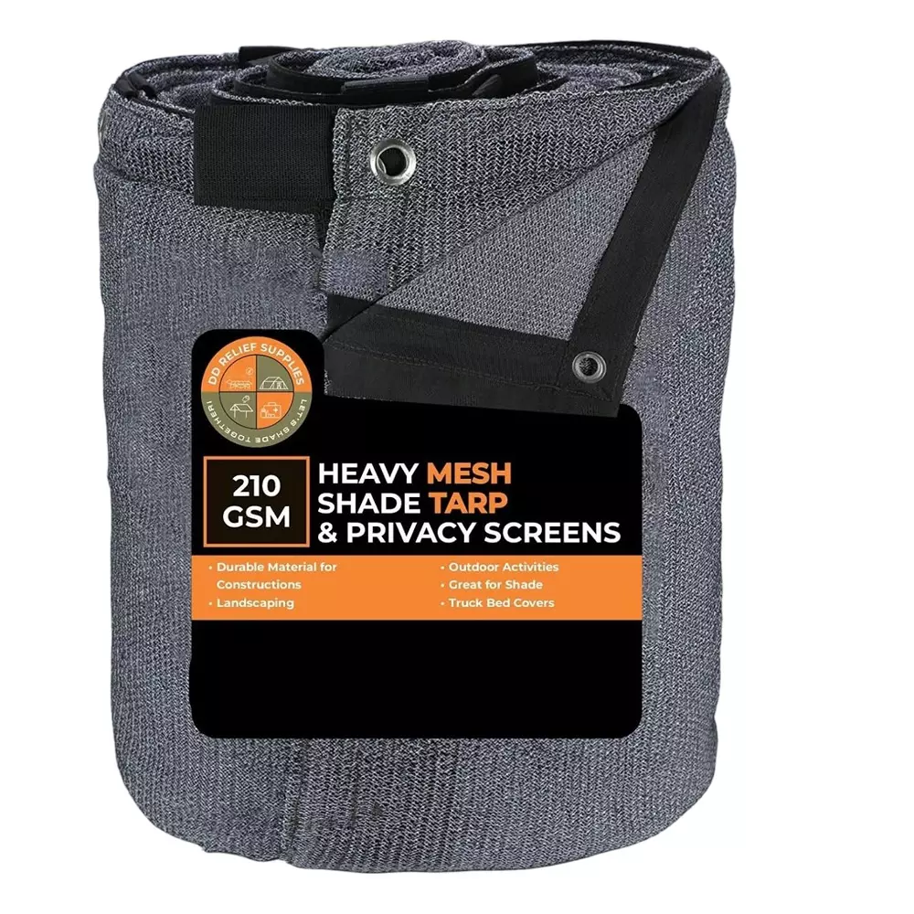 DDRS Heavy Duty Mesh Shade Tarp (Tripal) ‎Black 210 GSM 1.83 x 2.44 m (‎6x8 ft), QX-ORTA-42JA_DDRS