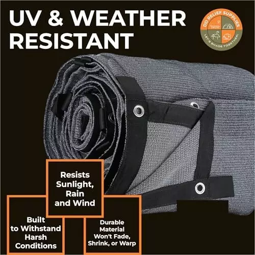 DDRS Heavy Duty Mesh Shade Tarp (Tripal) ‎Black 210 GSM 1.83 x 2.44 m (‎6x8 ft), QX-ORTA-42JA_DDRS