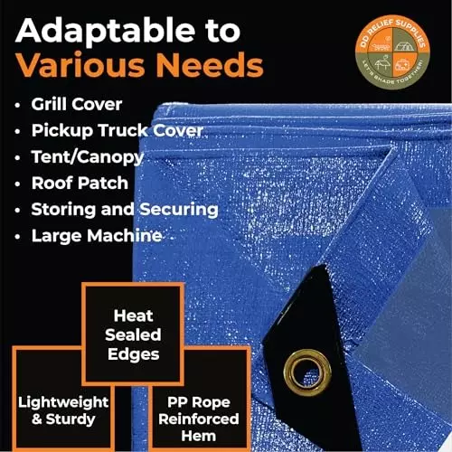 DDRS HDPE Tarpaulin (Tripal) Blue 170 GSM & 10.97 x 5.49 m (‎36 x 18 ft) Size, DDRSHDPE170-36X18