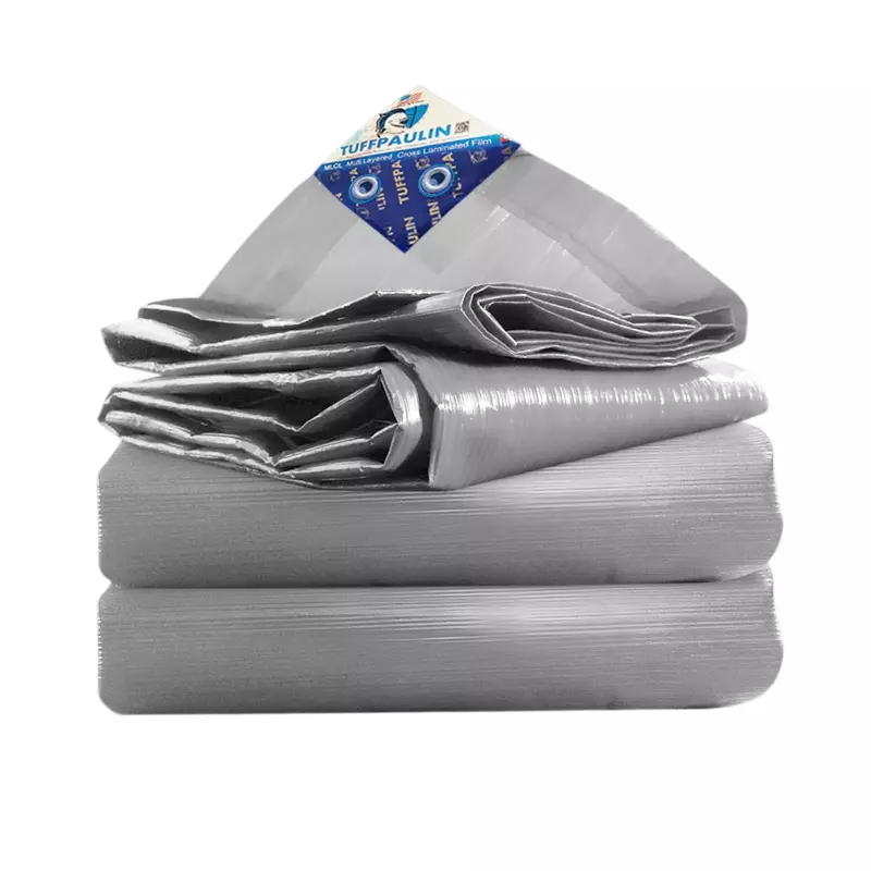 Tuffpaulin 30 x 21 ft (9.15 x 6.41 m) Tarpaulin (Tirpal) 250 GSM Silver Color MLCL Plastic for Outdoor Protection from Rain, Wind & Sunlight