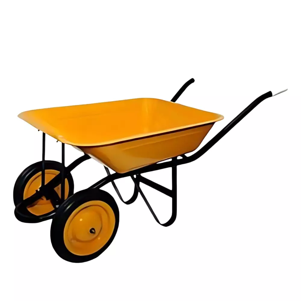 Agrolift Solid Tyre Double Wheelbarrow with Bearing 220 Kg Load Capacity 75 L Water Capacity for Industrial Use, DWB - SL