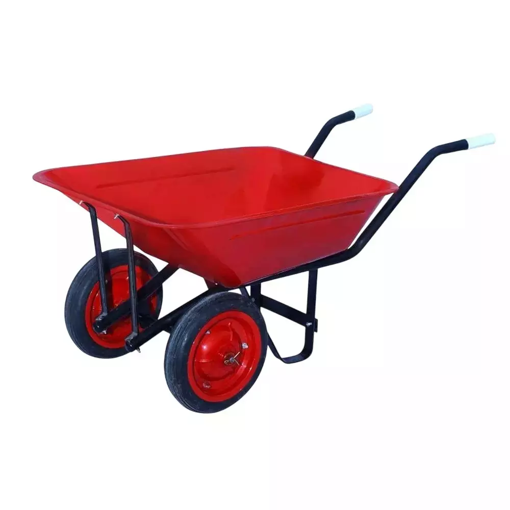 Sujari Solid Tyre Double Tyre Wheelbarrow with Bearing 220 Kg Load Capacity 75 L Water Capacity for Industrial Use, WB-SL