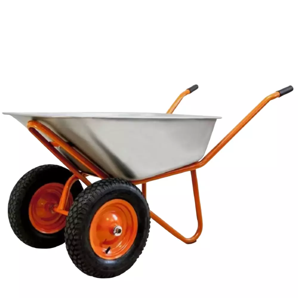VIC Double Wheel Barrow Galvanised Plate 90 L Bucket Capacity, 325-8