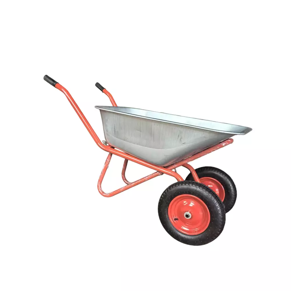 VIC Double Wheel Barrow Galvanised Plate 90 L Bucket Capacity, 325-8