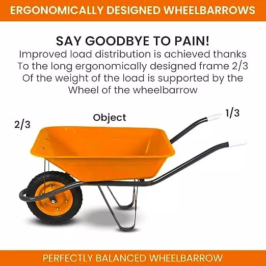 Agrolift Pnuamatic Tyre Single Wheelbarrow with Bearing 170 Kg Load Capacity 75 L Water Capacity for Industrial Use, SWB - PH