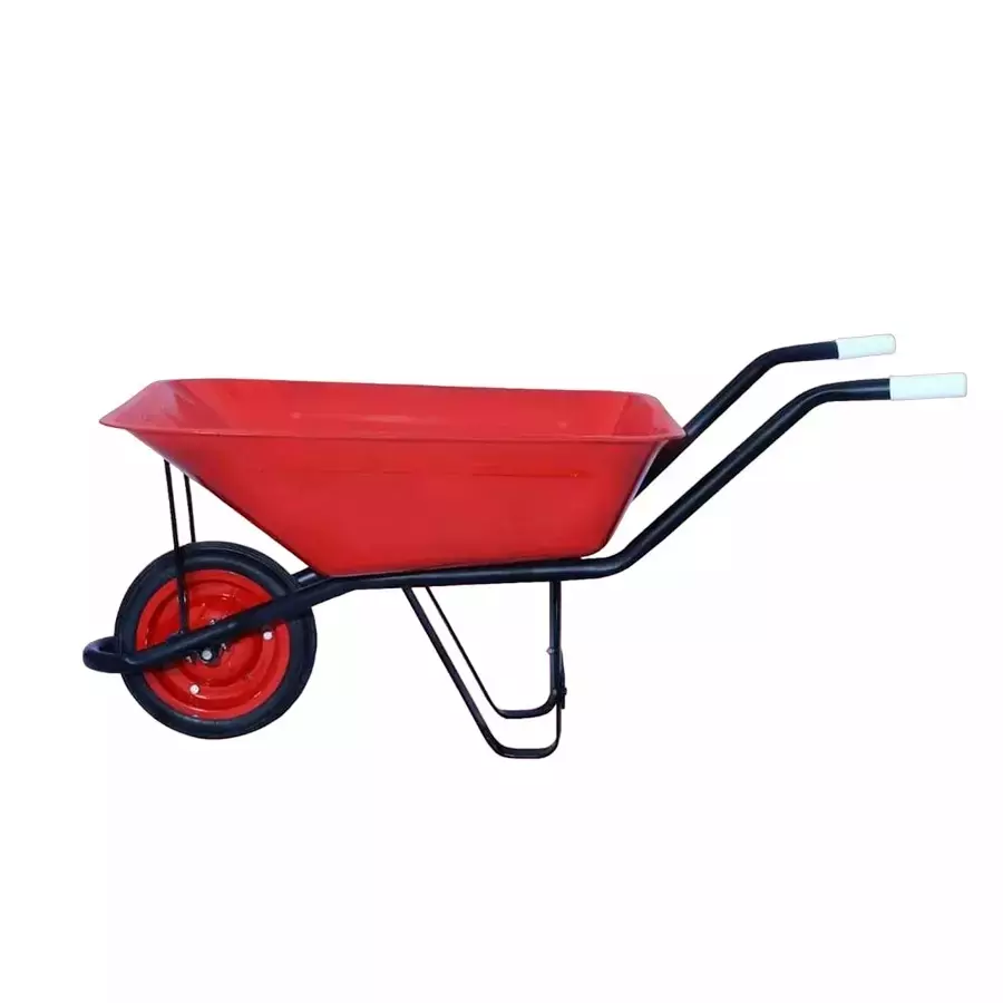 Agrolift Single Wheel Barrow 120 Kg Load Capacity with Solid Tyre Mild Steel and Galvanized Red, SWB120-L