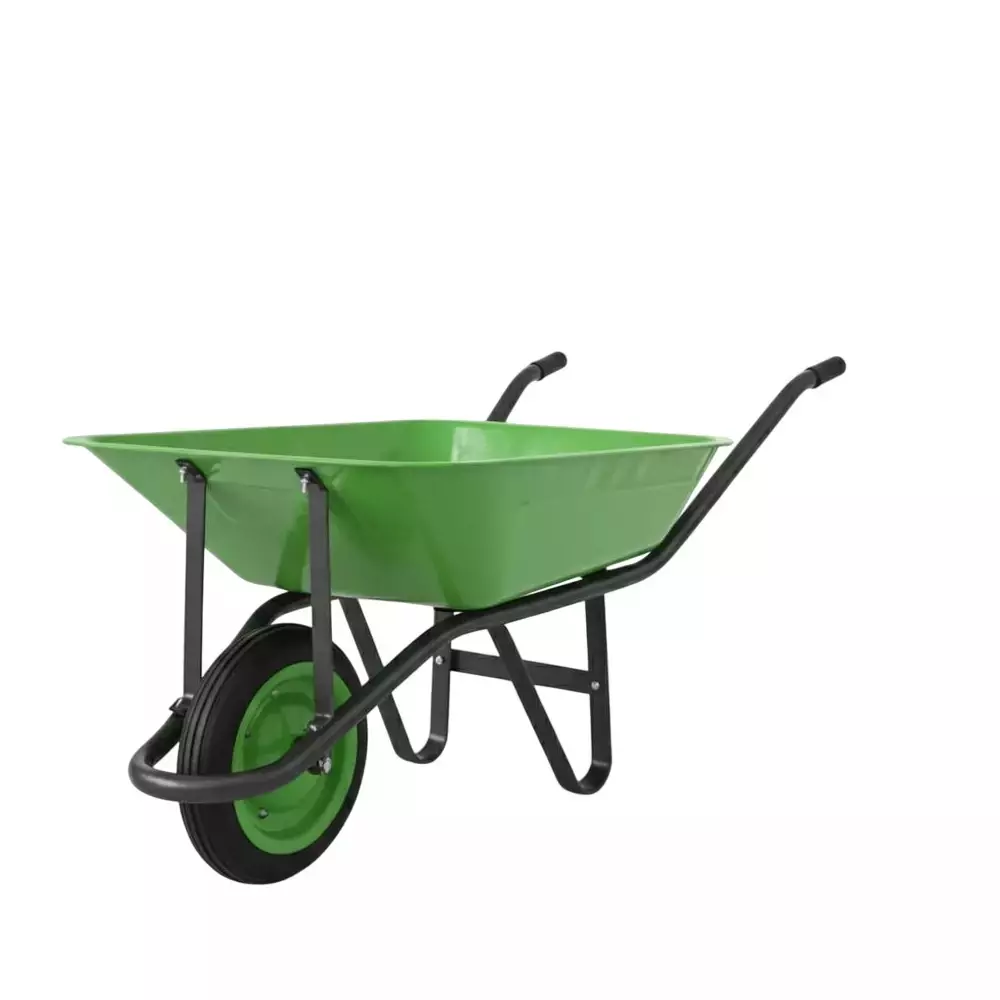 Sujari Solid Tyre Hand Trolley Single Tyre Wheelbarrow with Bearing 120 Kg Load Capacity 75 L Water Capacity for Industrial Use, SHT -SL