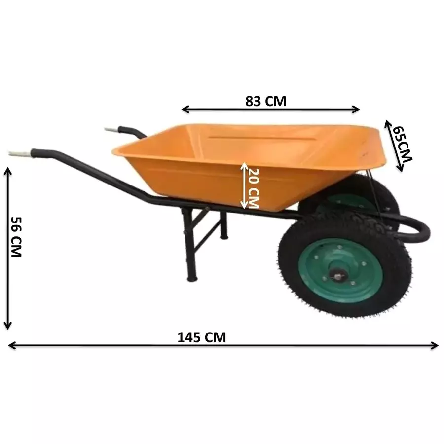A2B 150-170Kg Yellow Double Wheel Barrow - SWB 5