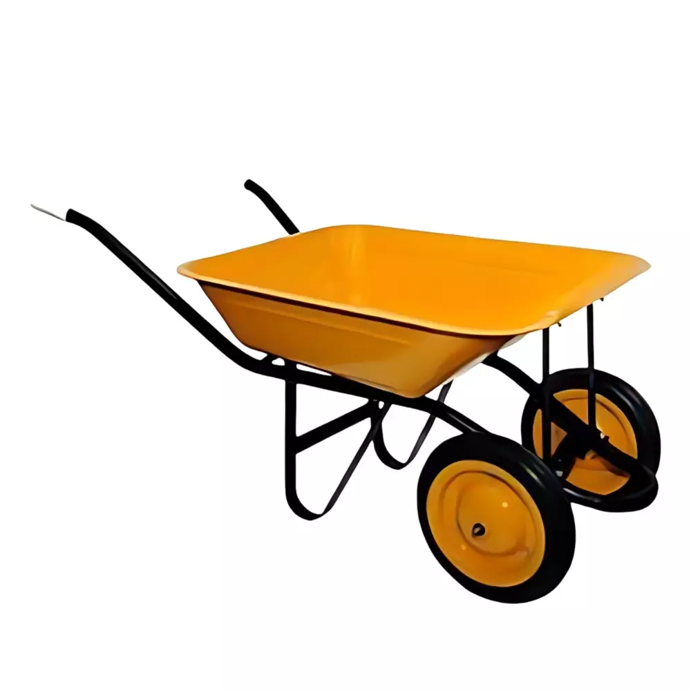 Agrolift Pnuamatic Tyre Double Wheelbarrow with Bearing 220 Kg Load Capacity 75 L Water Capacity for Industrial Use, DWB - PL