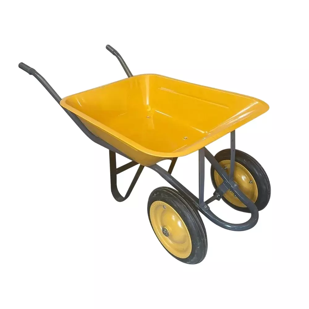 Agrolift Pnuamatic Tyre Double Wheelbarrow with Bearing 220 Kg Load Capacity 75 L Water Capacity for Industrial Use, DWB - PL