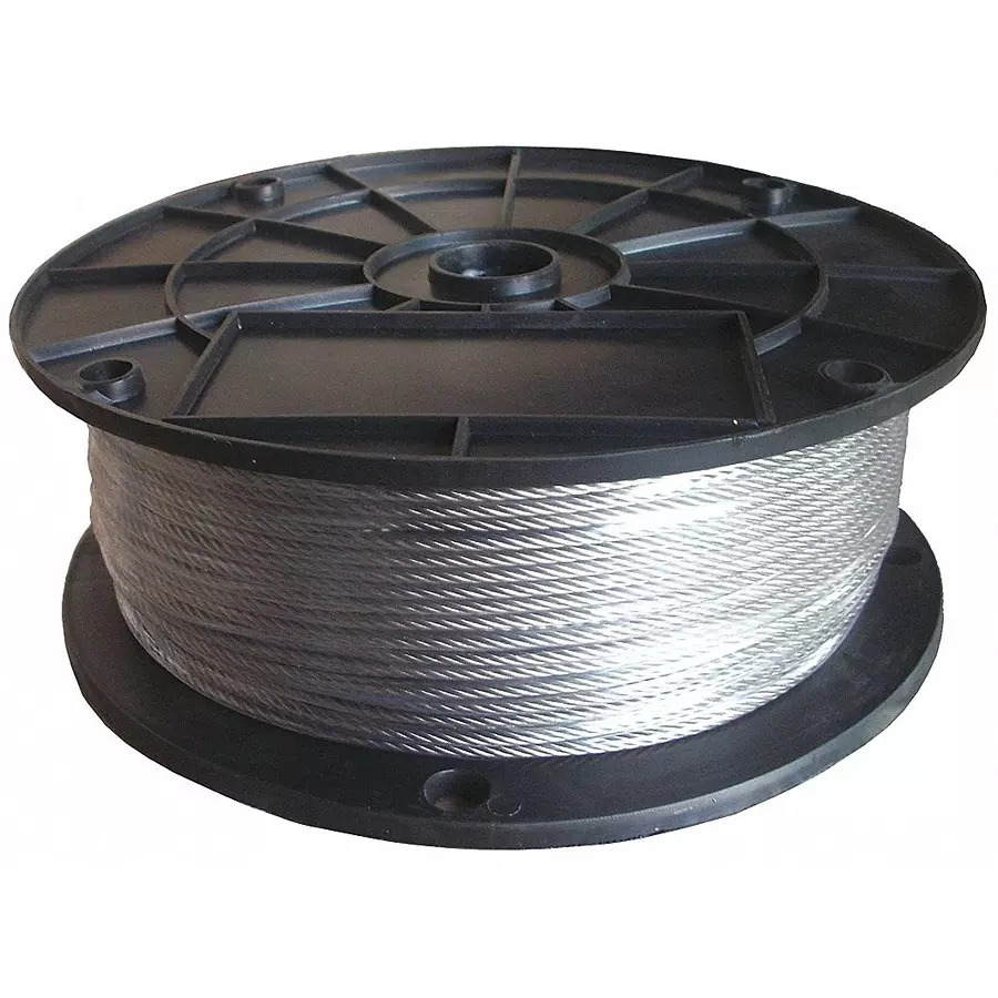 DAYTON 50 ft Length Unlubricated 304 Stainless Steel Wire Rope Silver,33RH15