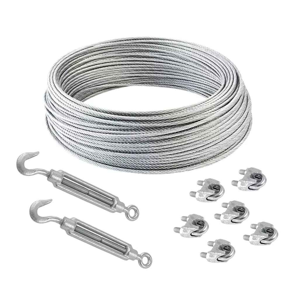 GENERIC Wire Rope with Galvanised Strand Set 15 m Length x 8 mm Diameter