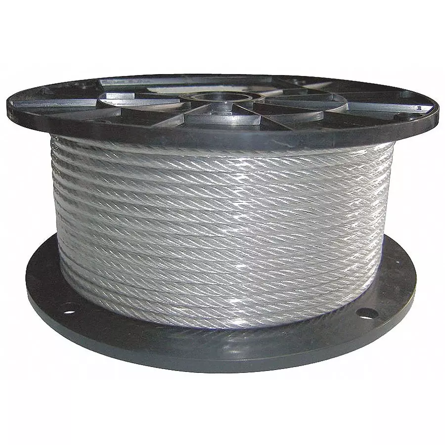 DAYTON 500 ft Length Unlubricated Galvanized Steel Wire Rope Silver,33RF85