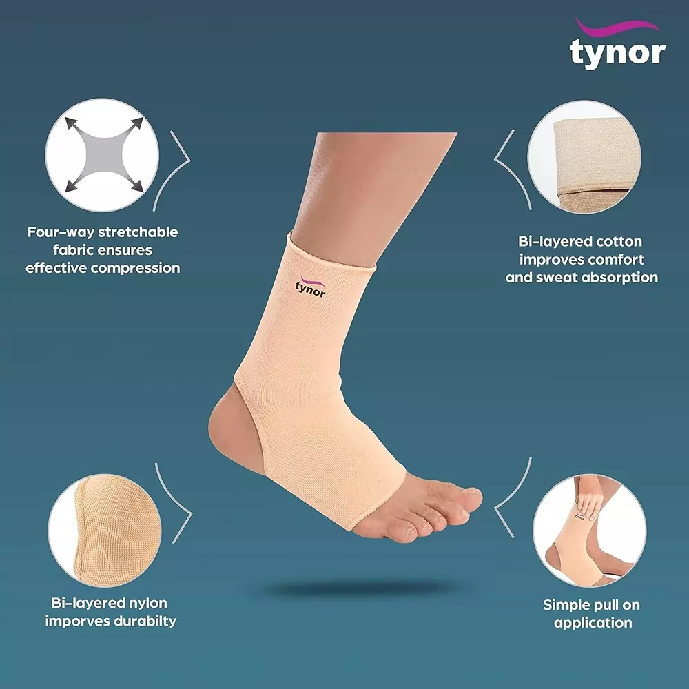 Tynor Anklet Beige Medium Size, TA05980 (Each 1 Pair)