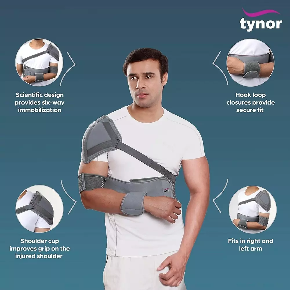 Tynor Elastic Shoulder Immobiliser Grey XL Size, 3039997