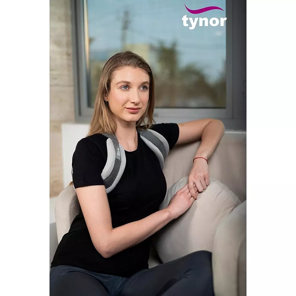 Tynor Clavicle Brace With Fastening Tape Grey Large Size, TA05992