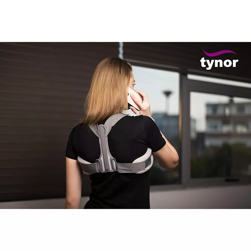 Tynor Clavicle Brace With Fastening Tape Grey Large Size, TA05992