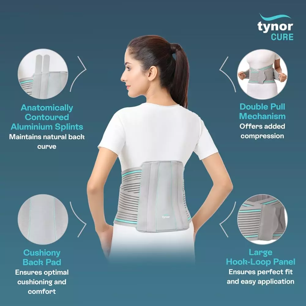 Tynor Contoured L.S. Support Grey XL Size, TA06110