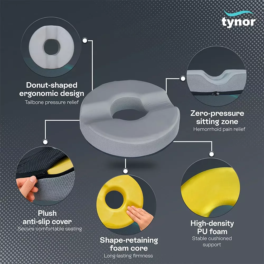 tynor-round-ring-cushion-sound-shape-foam-material-universal-size-grey-color-i72