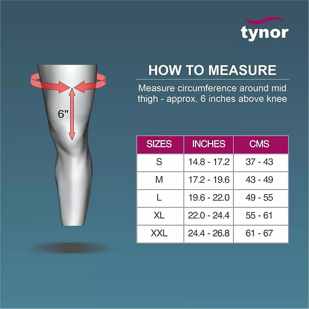 Tynor Elastic Knee Support Grey Large Size, 3039706
