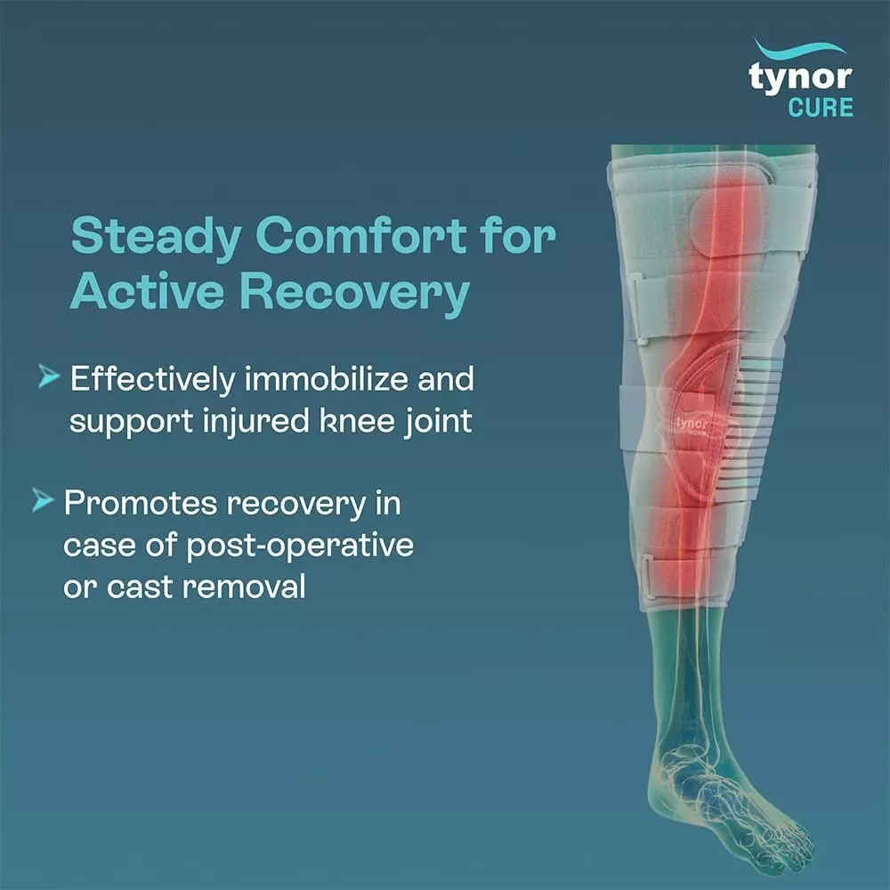 Tynor D13 Knee Immobilizer Grey Large Size, 3039666