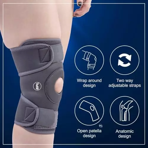 BPL Premium Knee Wrap with Open Patella Grey, Size S