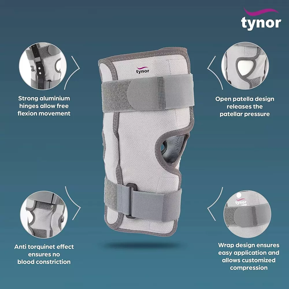 Tynor Elastic Knee Support Grey XL Size, 3039811
