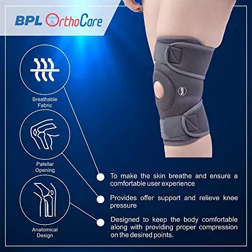 BPL Premium Knee Wrap with Open Patella Grey, Size L