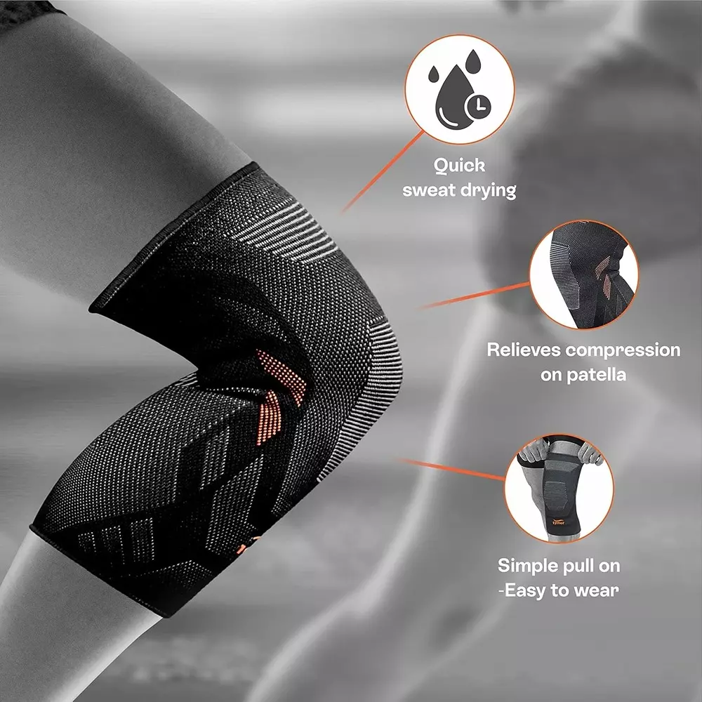 Tynor Knee Cap Comfeel Black & Green Large Size, TA06008 (Pack of 2)