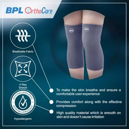 BPL Nylon Knee Support Grey, Size M