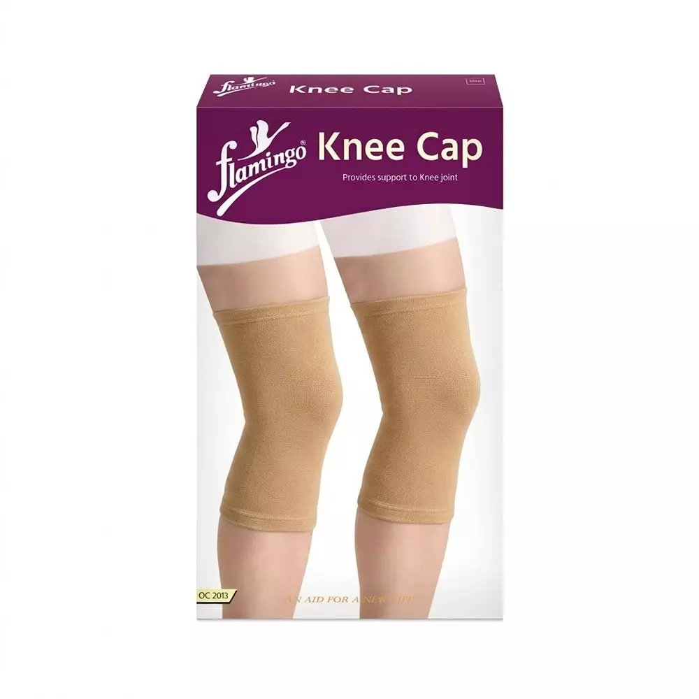 Flamingo Medium Size Knee Cap Mild Support Beige Color for Gym, Running, Sports and Daily Activities, DOC 2013
