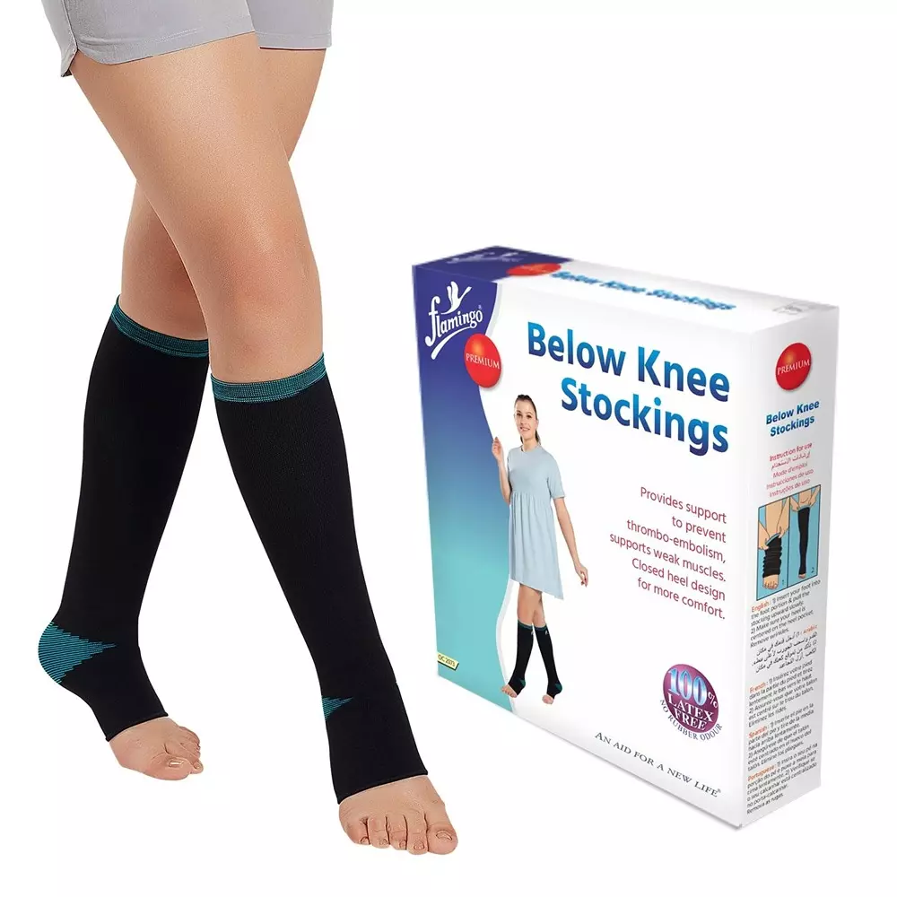 Flamingo Premium Below Knee Stockings XXL Size Black 160 g