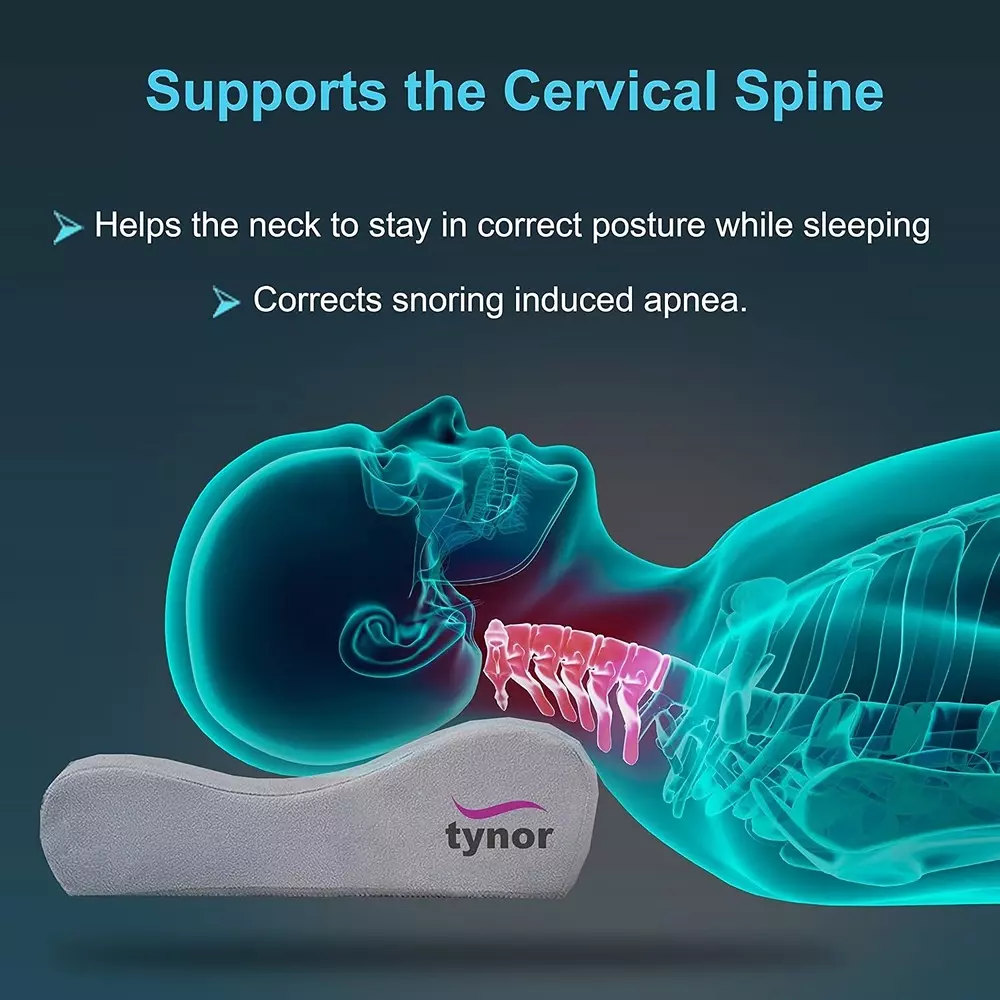 Tynor Contoured Cervical Pillow Grey Standard Size, TA06001