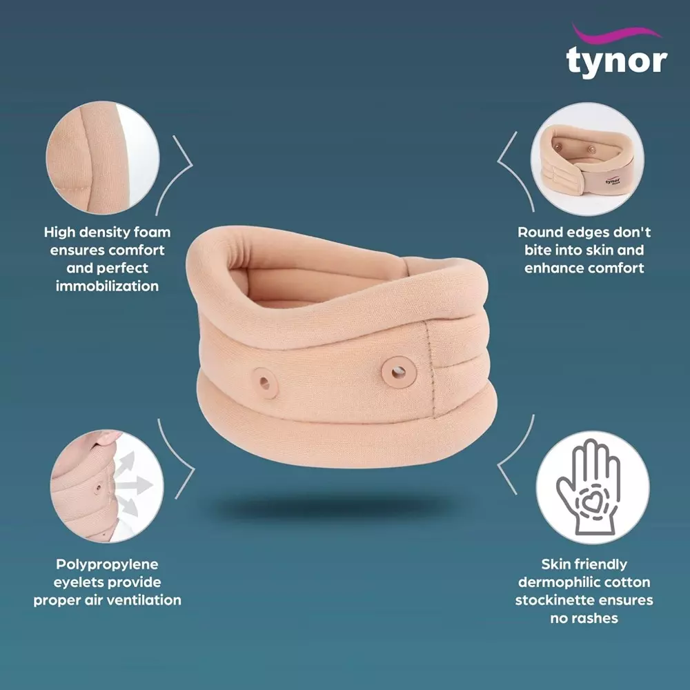 Tynor Cervical Collar Soft With Support Beige Medium Size, TA06114