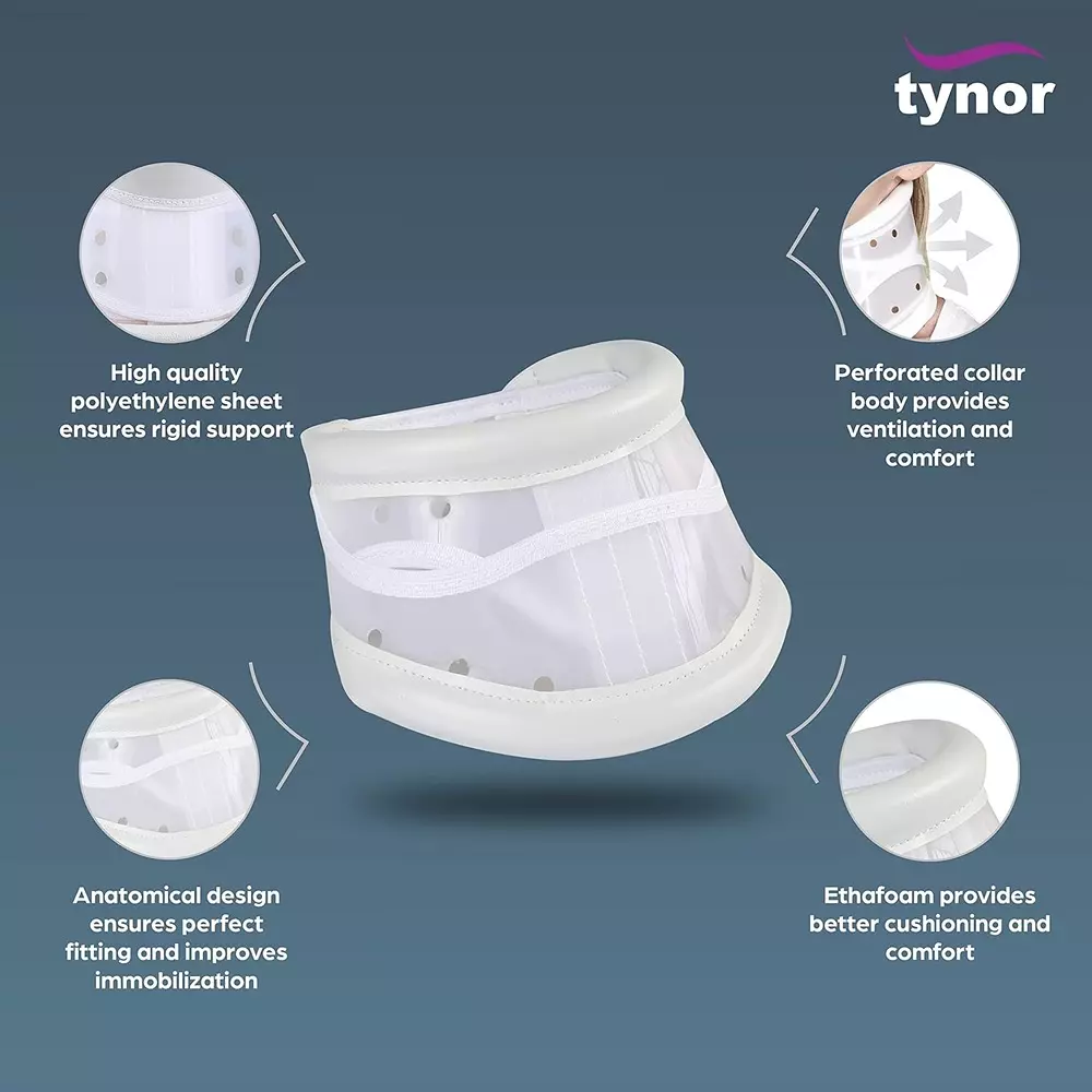Tynor Cervical Collar White Medium Size, TA05986