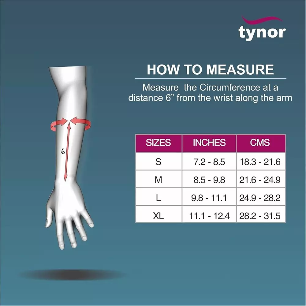 Tynor Elastic Wrist Splint Grey Large Size Left, TA06020