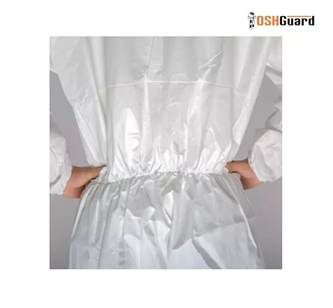 The Mask Lab PPE Kit Suit with Hood and without Foot Cover White L Size 63 GSM for Hospitals & Industries Use, Oshguard-4000