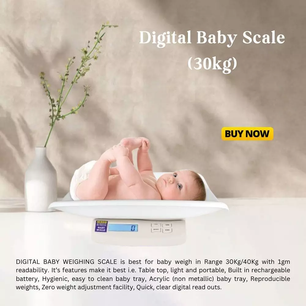 KERRO Digital Baby Weighing Scale Grey & White with 25 Kg Maximum Capacity and 1 g Resolution, Digital Baby Scale 30Kg