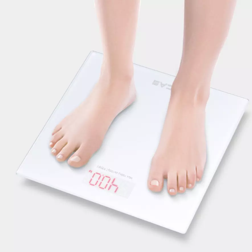 CAS Personal Health Scale with Auto-On Sensor 180 Kg Capacity Bright LED Display 300 x 300 mm Platform Glass, ABS, H21