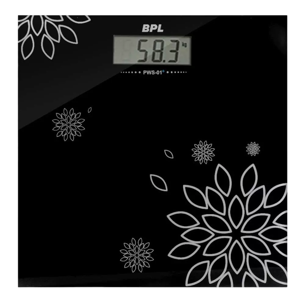 BPL Medical Technologies Body Weighing Scale Mini Black 180 Kg Weighing Capacity Tempered Glass, PWS-01+