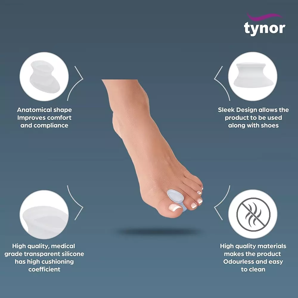 Tynor Toe Separator Silicone White Large Size, TA06053 (Pack 2 Piece)