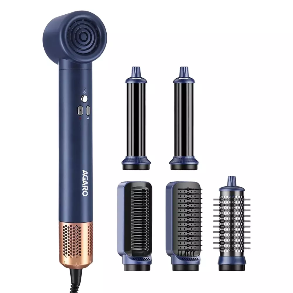 AGARO Imperial Multifunctional 6-in-1 Hair Styler Brushless 1200 W Motor High Speed Blue